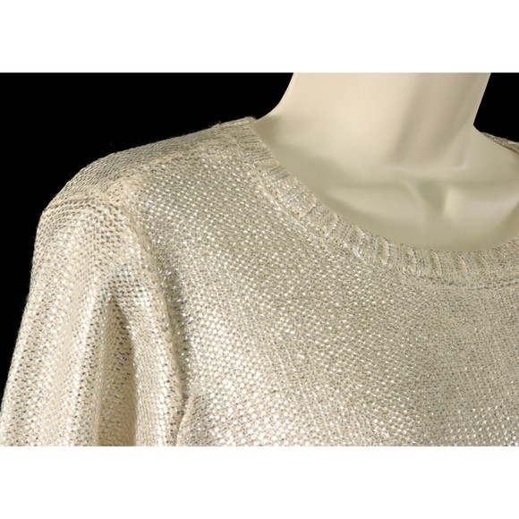 Charming Charlie Womens Rock Chic Sweater M Medium Metallic Silver Pullover NEW - Picture 4 of 9